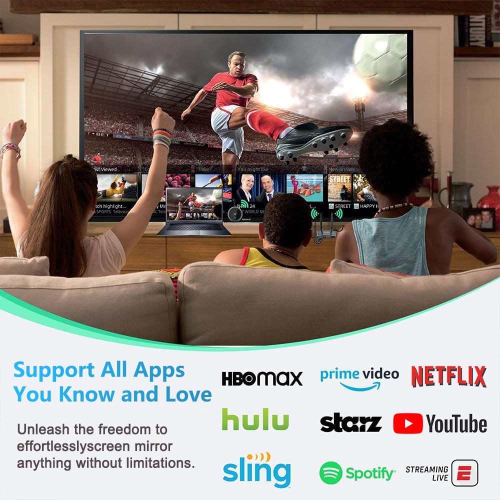 AIMIBO Wireless HDMI Transmitter & Receiver 4K@30Hz, VGA & HDMI Dual Screens Extender, Streaming Smooth 2.4/5G Wireless Video & Audio for Laptop, Camera, Cable Box to TV, Monitor, Projector 165FT/50M