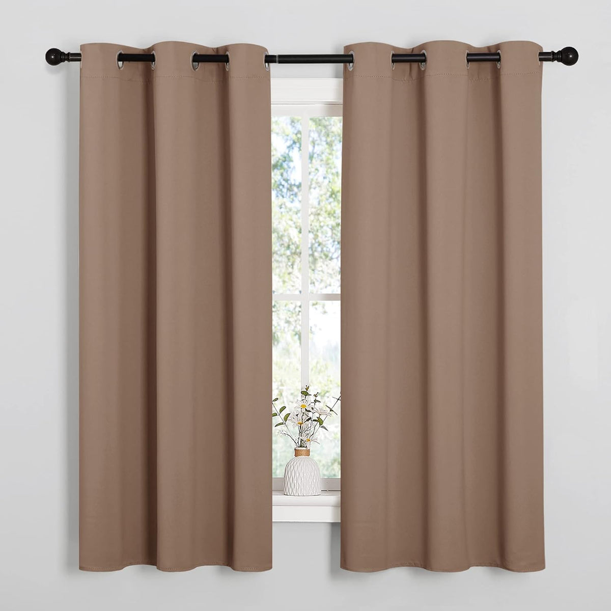 NICETOWN Blackout Curtains 2 Panels for Bedroom- Thermal Insulated Grommet Blackout Curtains 63 Inches Long for Living Room/Kitchen Rideaux occultants (2 Panels, W42 x L63 -Inch,Grey) - PuriLite