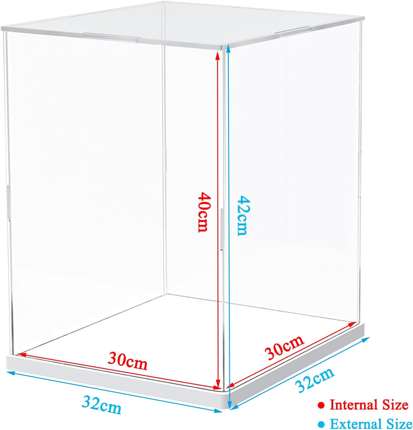 Thickened Clear Acrylic Display Case for Lego 10330 43268 76450 42170 10295 10353 Collectibles, Transparent Box Dustproof Protection with Wood-Plastic Base & String Light, Black Inside 40x20x20cm