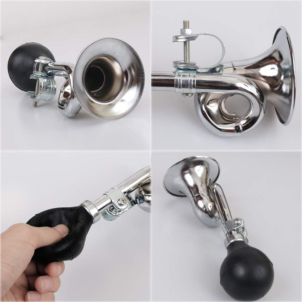 Cozihom Bike Bugle Horn, Metal Squeeze Clown Bugle for Bicycle, Bicycle Bell, Universal, Fit for 22.2mm Handlebar, 2 Pack
