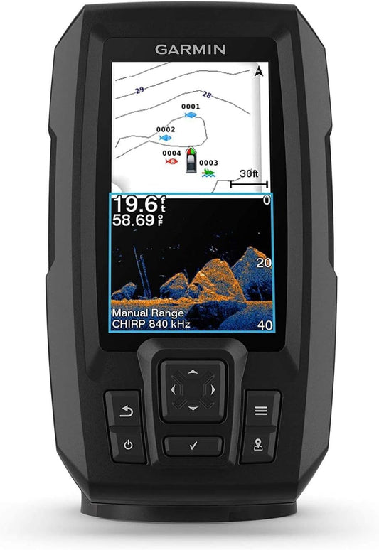 Garmin Striker Vivid 4cv, Easy-to-Use 4-inch Color Fishfinder and Sonar Transducer, Vivid Scanning Sonar Color Palettes (010-02550-00) - PuriLite