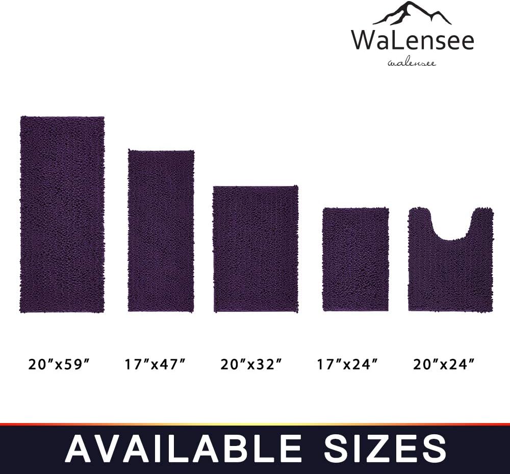 Walensee Bathroom Rug Non Slip Bath Mat (24x17 Inch Blush) Water Absorbent Super Soft Shaggy Chenille Machine Washable Dry Extra Thick Perfect Absorbant Best Small Plush Carpet for Shower Floor