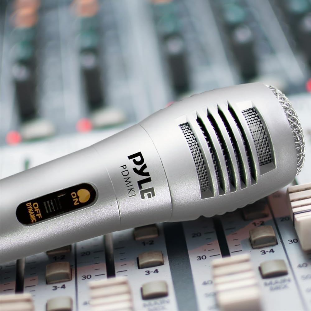 Pyle Professional Dynamic Vocal Microphone - Moving Coil Dynamic Cardioid Unidirectional Handheld Microphone with ON/OFF Switch Includes 15ft XLR Audio Cable to 1/4'' Audio Connection - PDMIC59