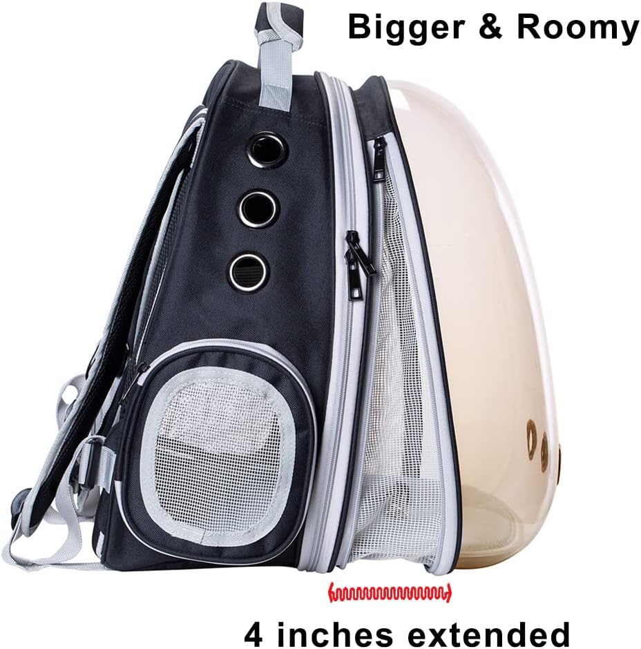 WEVONIGU Front Expandable Cat Backpack Carrier,Fit up to 16 lbs,Pet Carrier Backpack,Space Capsule Astronaut Bubble Window Bag,Cats and Puppies,Airline-Approved,Designed for Travel,Hiking,Walking