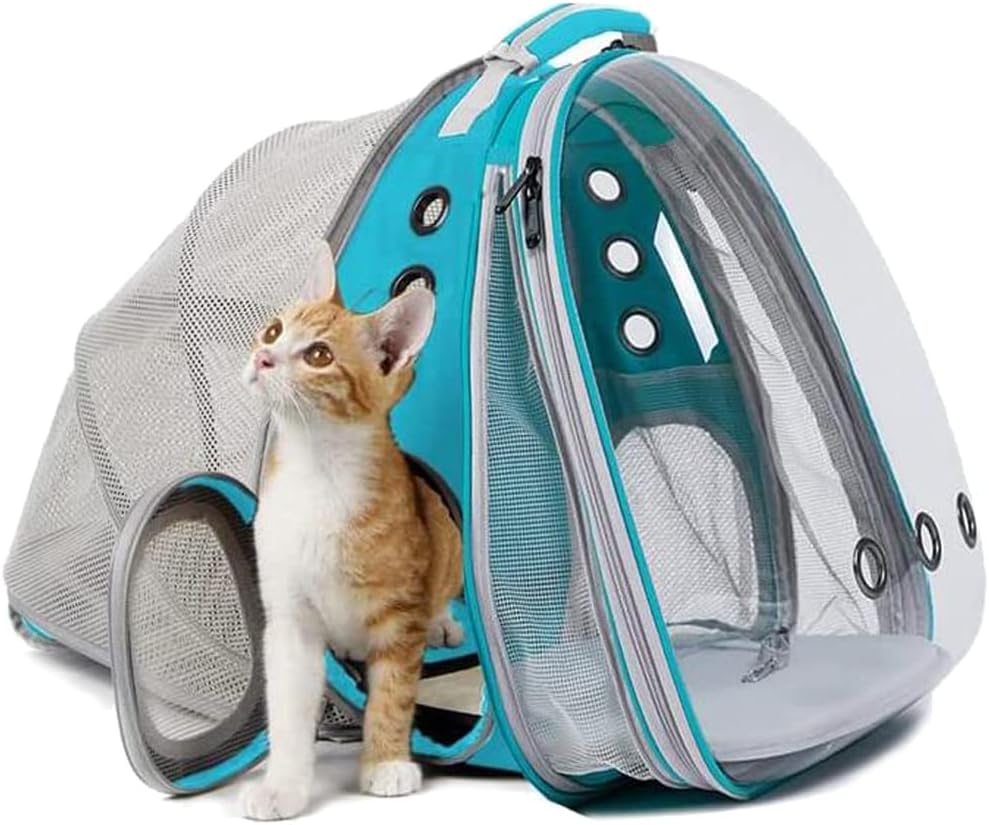 Cat Backpack Carrier Pet Dog Expandable Carriers Bag with Space Capsule Clear Bubble Window for Kitten Small Puppy and Bunny Cats Travel Hiking Walking Outdoor Use