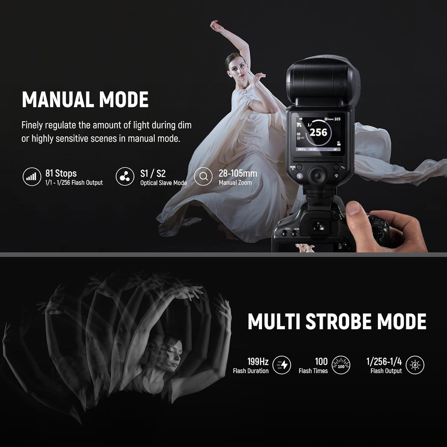 NEEWER Z2PRO-C 2.4G TTL Round Head Flash Speedlite Compatible with Canon, Wireless Compatible with Godox, Upgraded UI, 76Ws 1/8000s HSS, TTL/M TCM Switch, 7.2V/3000mAh Battery, 600 Full Power Flash