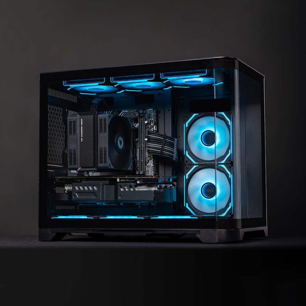 AsiaHorse COSMIQ-RE-Black 120mm UNI Fan, Infinity Mirror FDB Reverse Fan with 5V 3-PIN Connector and Small Controller, Daisy Chain PWM PC RGB Fans for Cases CPU Liquid Coolers, 3Pack