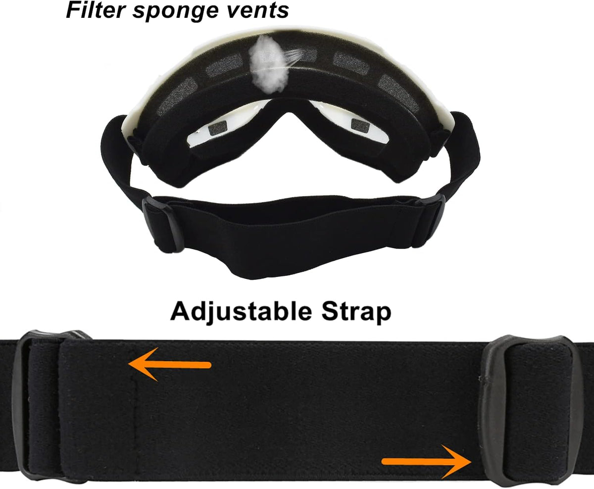 LJDJ Dirt Bike Goggles, 2 Pack ATV Motorcycle Goggles Wide Vision Anti-UV Adjustable Motocross Glasses Riding Racing Off-Road Cycling Goggles for Youth, Teens, Men & Women - PuriLite