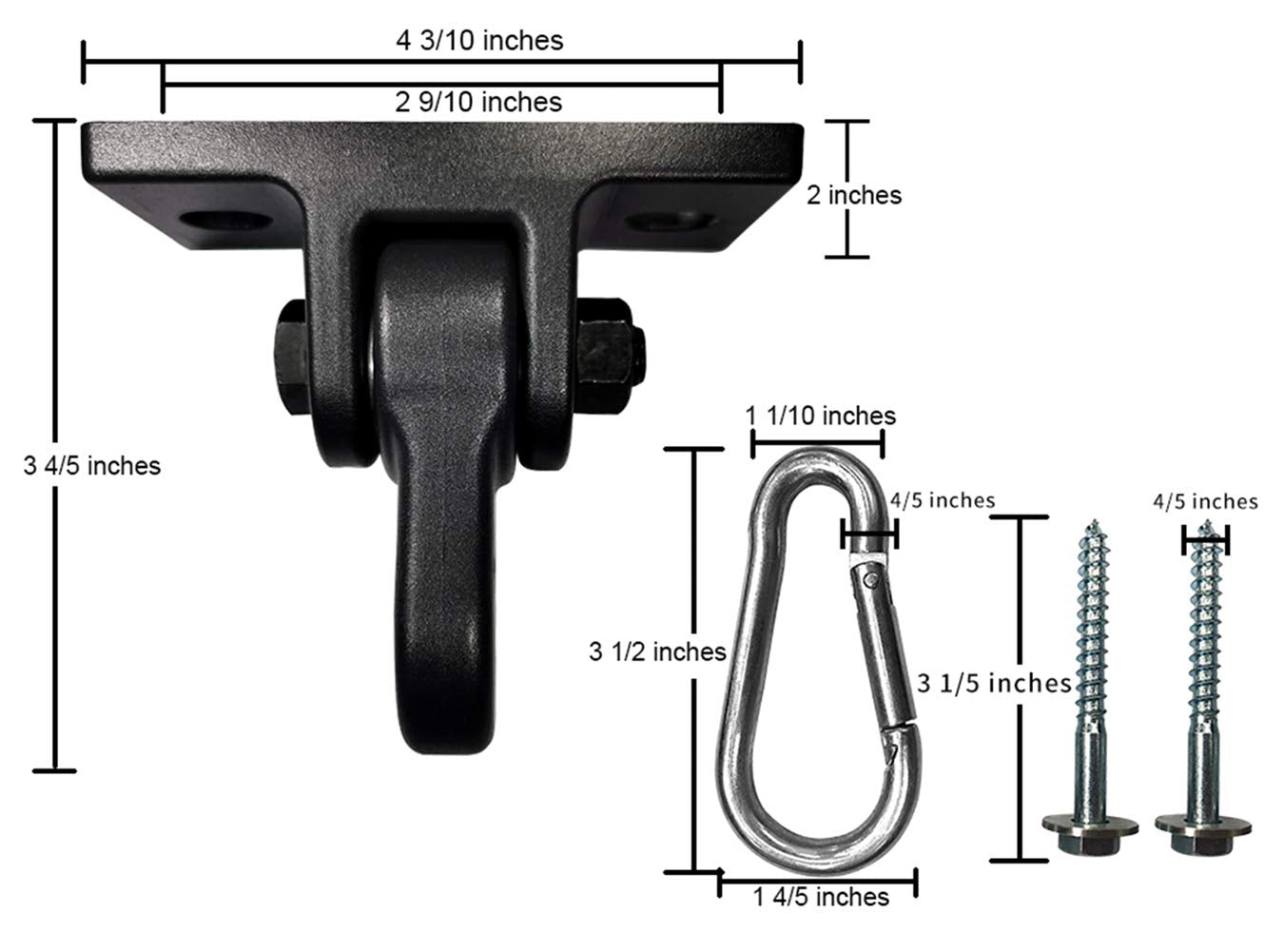ABUSA Heavy Duty Black Swing Hangers Screws Bolts Included Over 5000 lb Capacity Playground Porch Yoga Seat Trapeze Wooden Sets Indoor Outdoor 2 Pack