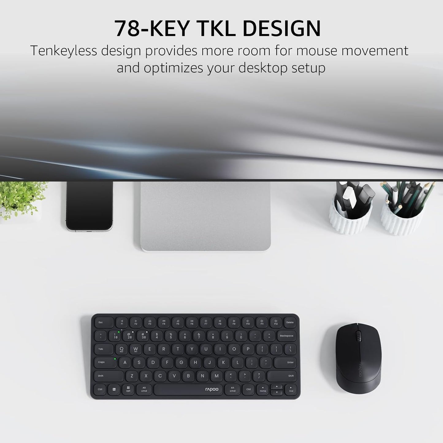RAPOO Keyboard and Mouse Wireless - 9010M Multi-Device Wireless Keyboard Mouse Combo, 2.4GHz/Bluetooth 5.0/4.0 Wireless Keyboard Mouse Set for Windows/Mac/Linux/Chrome, Support 4 Devices, Silent Click