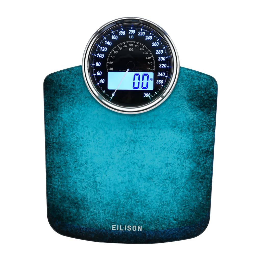 EILISON Highly Advance 2-in-1 Digital & Analog Weighing Scale for Body Weight-400lbs, 4 High Precison GX Sensor Accurate, Thick Tempered Glass, Extra Large Display (White)