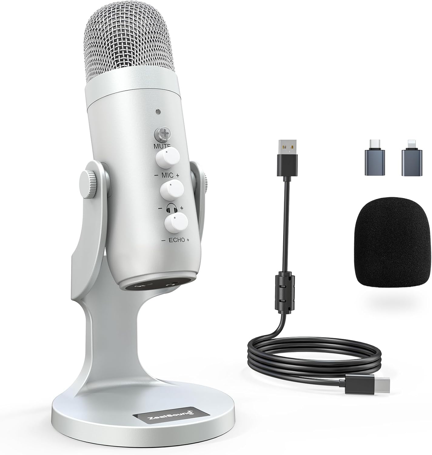 ZealSound USB Microphone,Condenser Phone Computer PC Mic kit,Plug&Play Gaming Microphones for PS 4&5.Mic Gain&Volume Control,Echo &Mute Button for Vocal,Record,Streaming,Discord YouTube Podcast on Mac