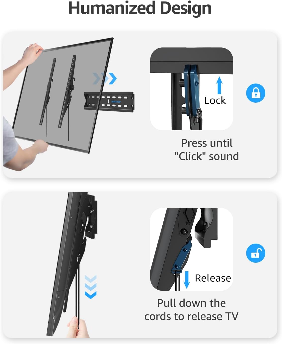 MOUNTUP UL Listed TV Wall Mount, Tilting TV Bracket for Most 26-60 Inch LED LCD OLED Flat/Curved TVs, Low Profile TV Mount Save Spacing - Fits 12" to 16" Stud, Max VESA 400x400mm up to 99 LBS, MU0007