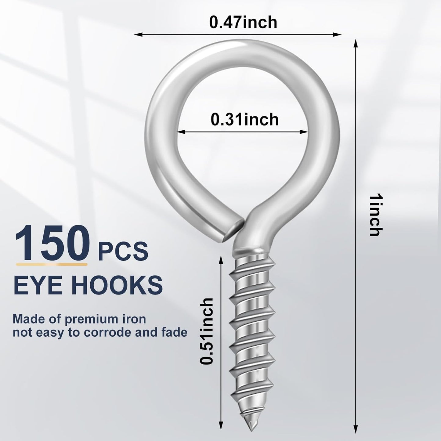 AUGSUN Eye Hooks, 12Pack 2.5 Inch Eye Hooks Heavy Duty 304 Stainless Steel Eye Screw,Screw Eyes Metal Screw Hooks Ring Screws Fasteners Hardware Tools