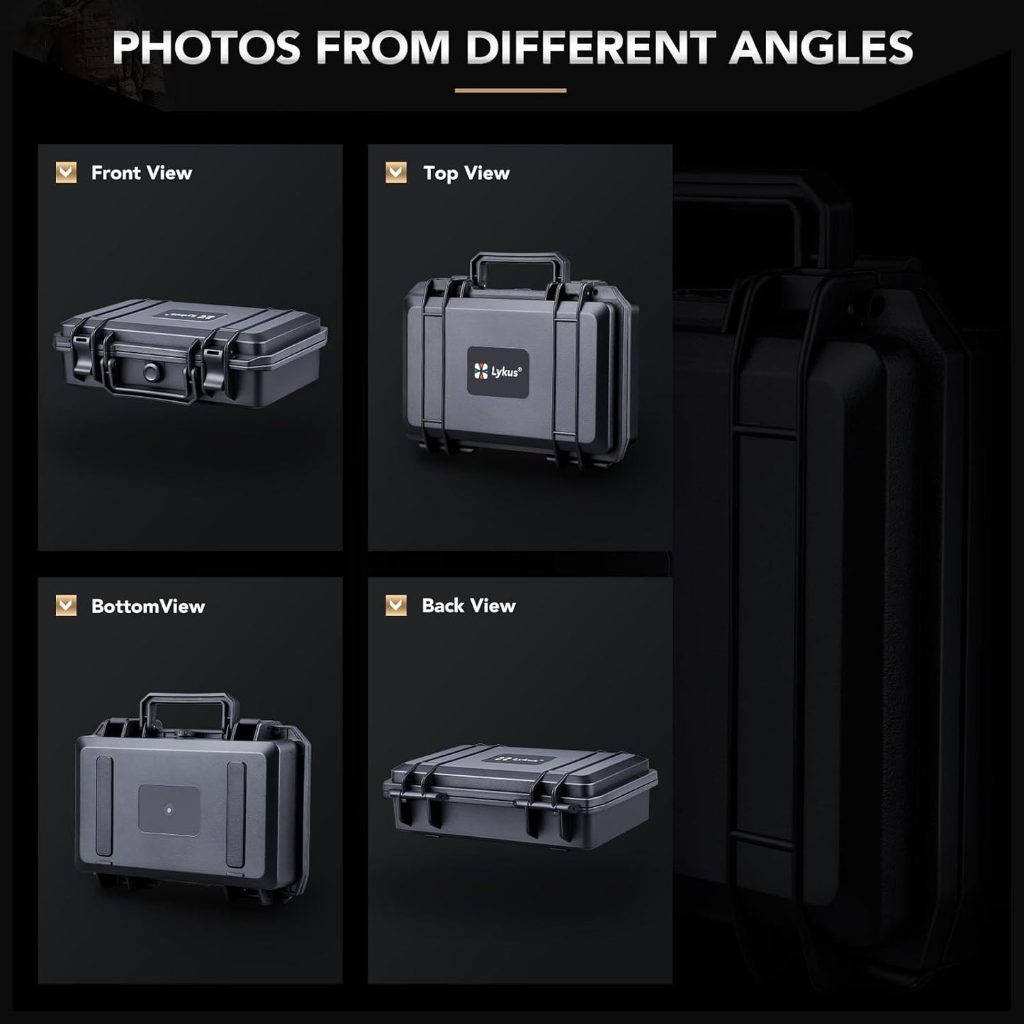 Lykus HC-2710 Portable Waterproof Hard Case with Foam, Camera Case with Customizable Fit Foam,Fit use of Drones,Camera, Equipments, Interior Size 27x16x8 cm