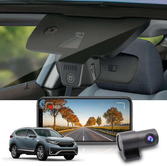 Fitcamx 4K Dash Cam 2160P Front and Rear 1080P Suitable for Honda CR-V LX EX EX-L Touring 2022 2021 2020 2019 2018 2017 (Gen5), OEM Look, 2160P+1080P HD Video WiFi, Loop Recording G-Sensor, 128GB Card