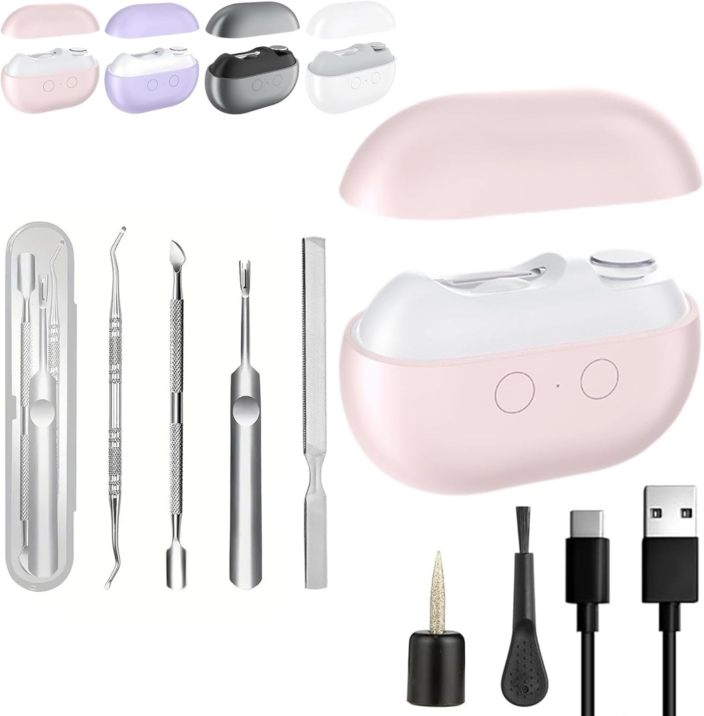Vueeze EasyClip Smart Nail Clipper - Integrated Shear/Grinding System, LED Safety Lighting, Easy Clip Nail Clippers, Two Grinding Heads Suitable for Grinding Large Areas and Crevices (Black)