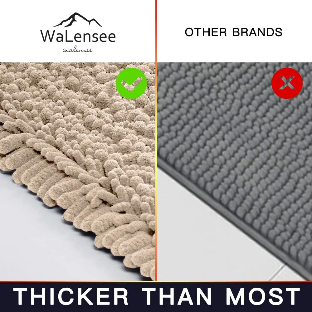 Walensee Bathroom Rug Non Slip Bath Mat (24x17 Inch Blush) Water Absorbent Super Soft Shaggy Chenille Machine Washable Dry Extra Thick Perfect Absorbant Best Small Plush Carpet for Shower Floor