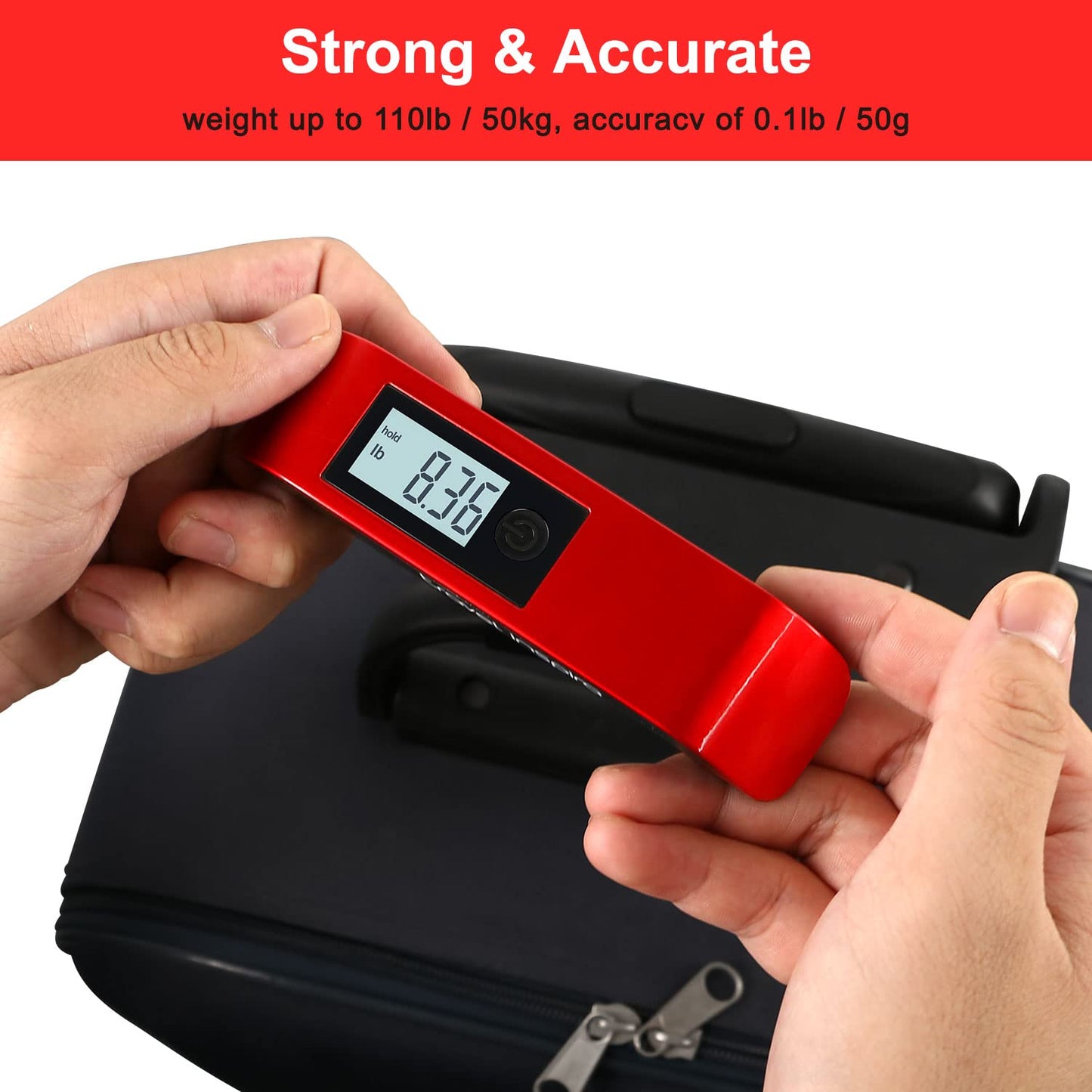 travel inspira Luggage Scale, Portable Digital Hanging Baggage Scale for Travel, Suitcase Weight Scale with Rubber Paint, 110 Pounds, Battery Included - Blue