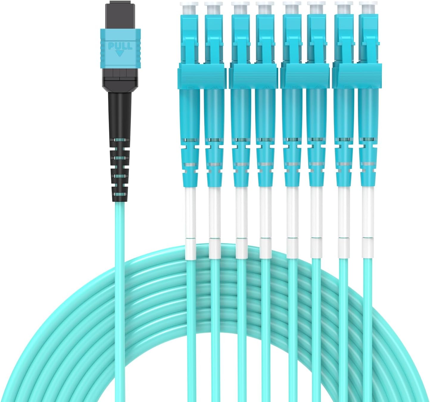 Jeirdus MPO-MPO Patch Cord, OM3 Multimode Fiber, 8-core Fiber for QSFP+ Transceivers, 30-Meter(100ft) 8 Strands