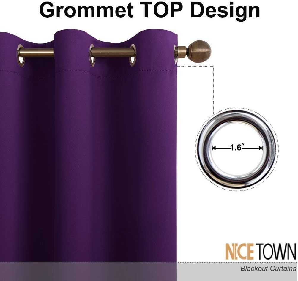 NICETOWN Blackout Curtains 2 Panels for Bedroom- Thermal Insulated Grommet Blackout Curtains 63 Inches Long for Living Room/Kitchen Rideaux occultants (2 Panels, W42 x L63 -Inch,Grey) - PuriLite