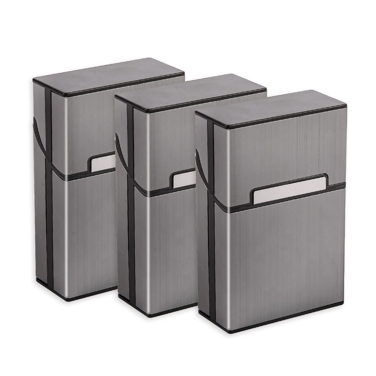 3 Packs Aluminum Cigarette Case, Holder & Tin - Metal Pocket Cigar & Tobacco Box for Men & Women - Gray/Silver/Rose Gold/Champagne - PuriLite