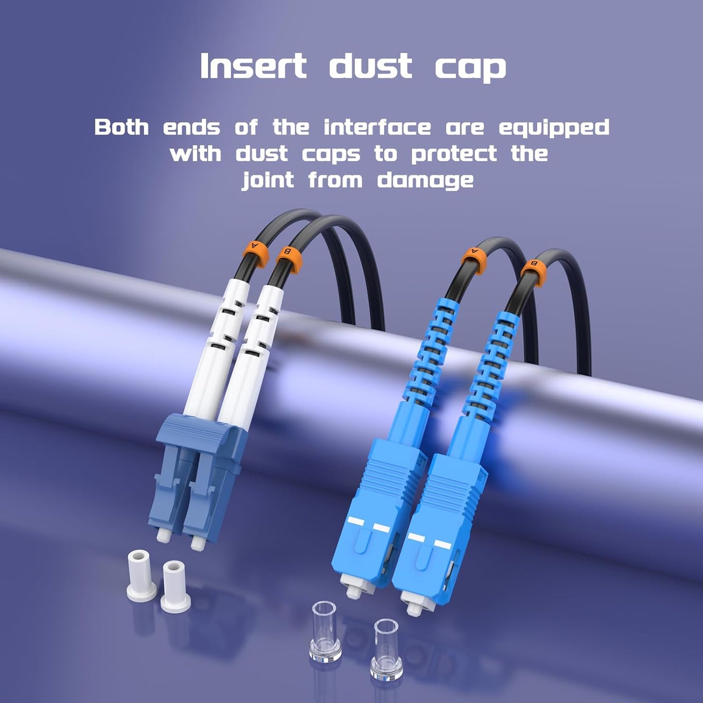 Buacoz 200 Meters LC to LC UPC Outdoor Armored Fiber Patch Cable, 9/125um Single Mode Duplex Fiber Optic Internet Cables, Jumper Optical Patch Cord, (200M/656ft), TPU Black