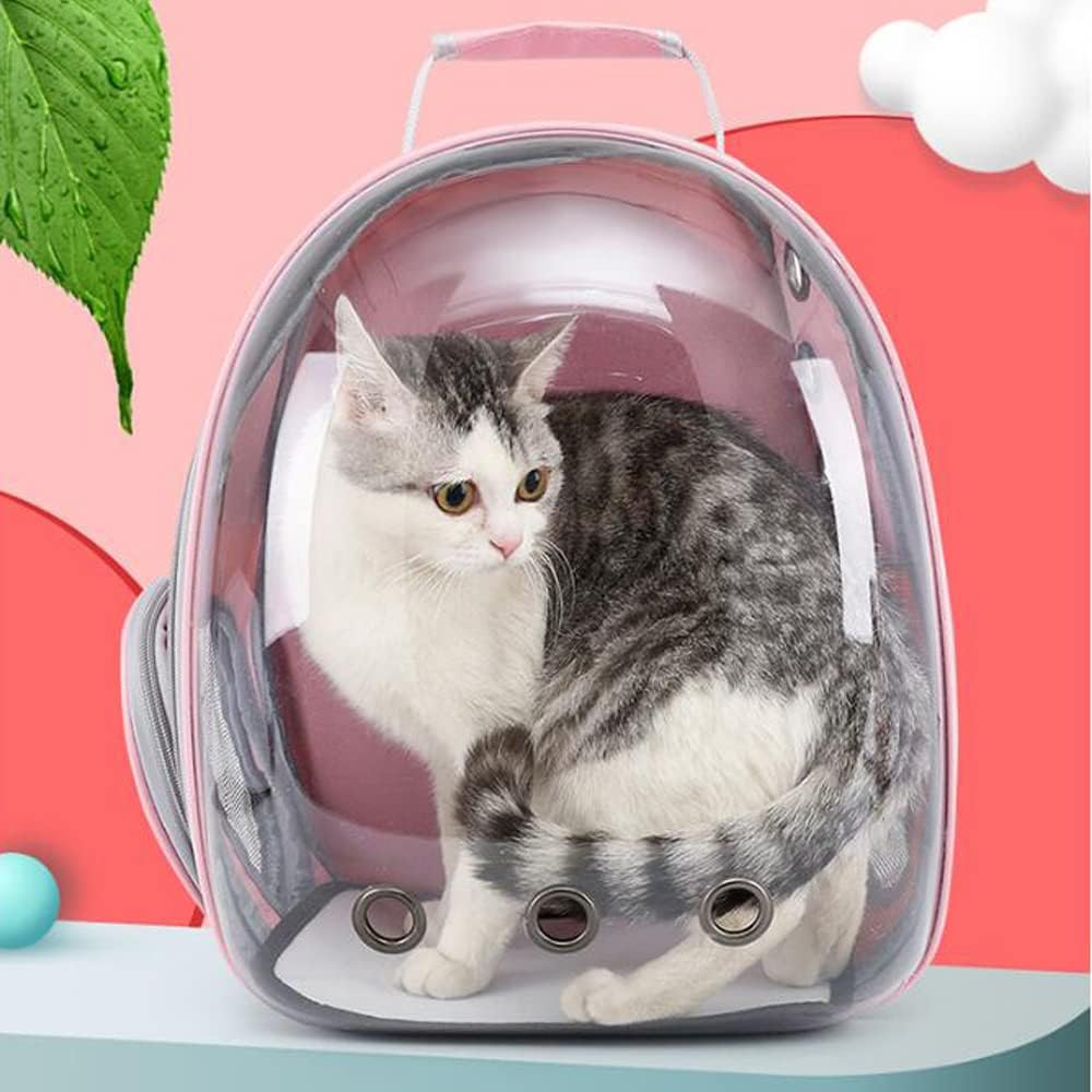 Cat Backpack Carrier Pet Dog Expandable Carriers Bag with Space Capsule Clear Bubble Window for Kitten Small Puppy and Bunny Cats Travel Hiking Walking Outdoor Use