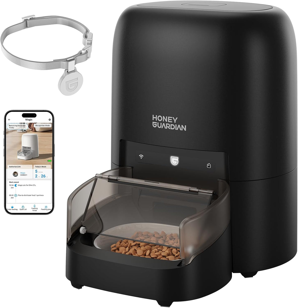 HoneyGuaridan RFID Automatic Cat Feeder, Cat Feeder with Collar Tag Sensor