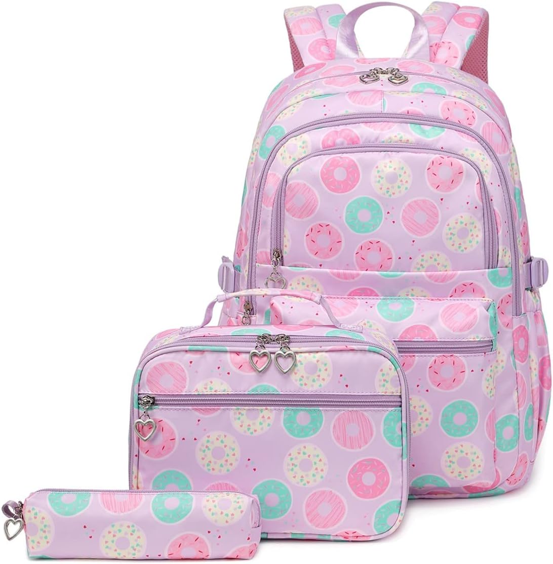 3Pcs Daisy Prints Backpack for Girls Bookbag set Primary School Daypack Elementary Students Knapsack with Lunch Box
