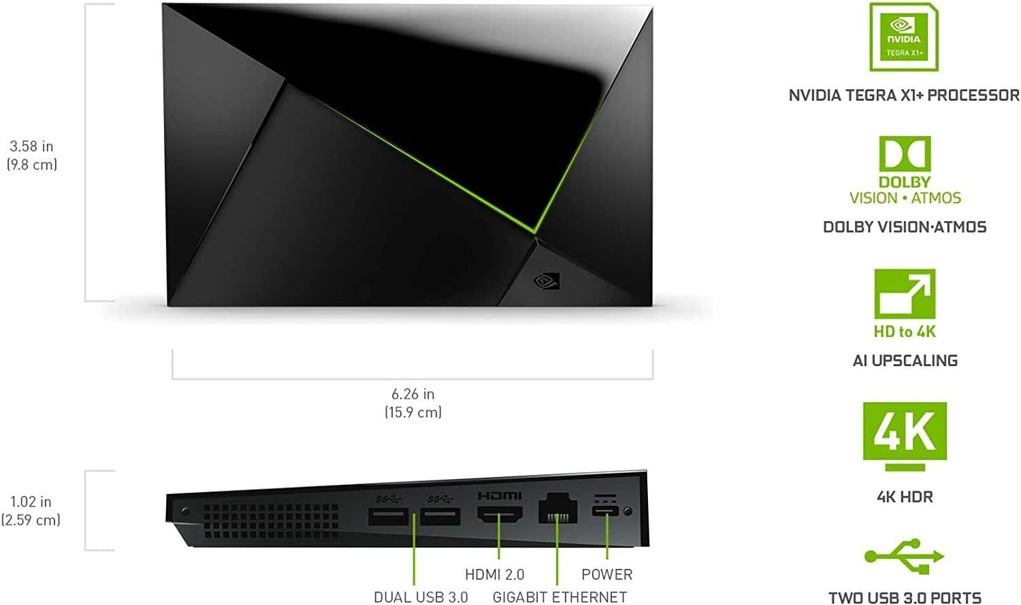 NVIDIA SHIELD Android TV Pro | 4K HDR Streaming Media Player, High Performance, Dolby Vision, 3GB RAM, 2x USB, Works with Alexa, Black