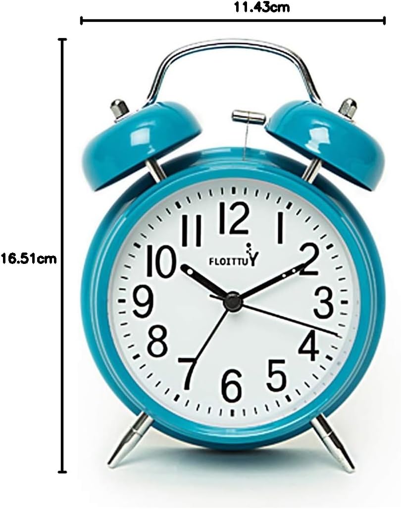 FLOITTUY (Loud Alarm for Deep Sleepers) 4'' Twin Bell Alarm Clock with Backlight for Bedroom and Home Decoration(Black)