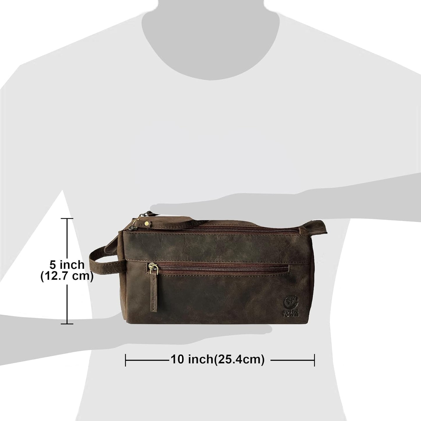 Genuine Leather Travel Toiletry Bag - Hygiene Organizer Dopp Kit by Rustic Town