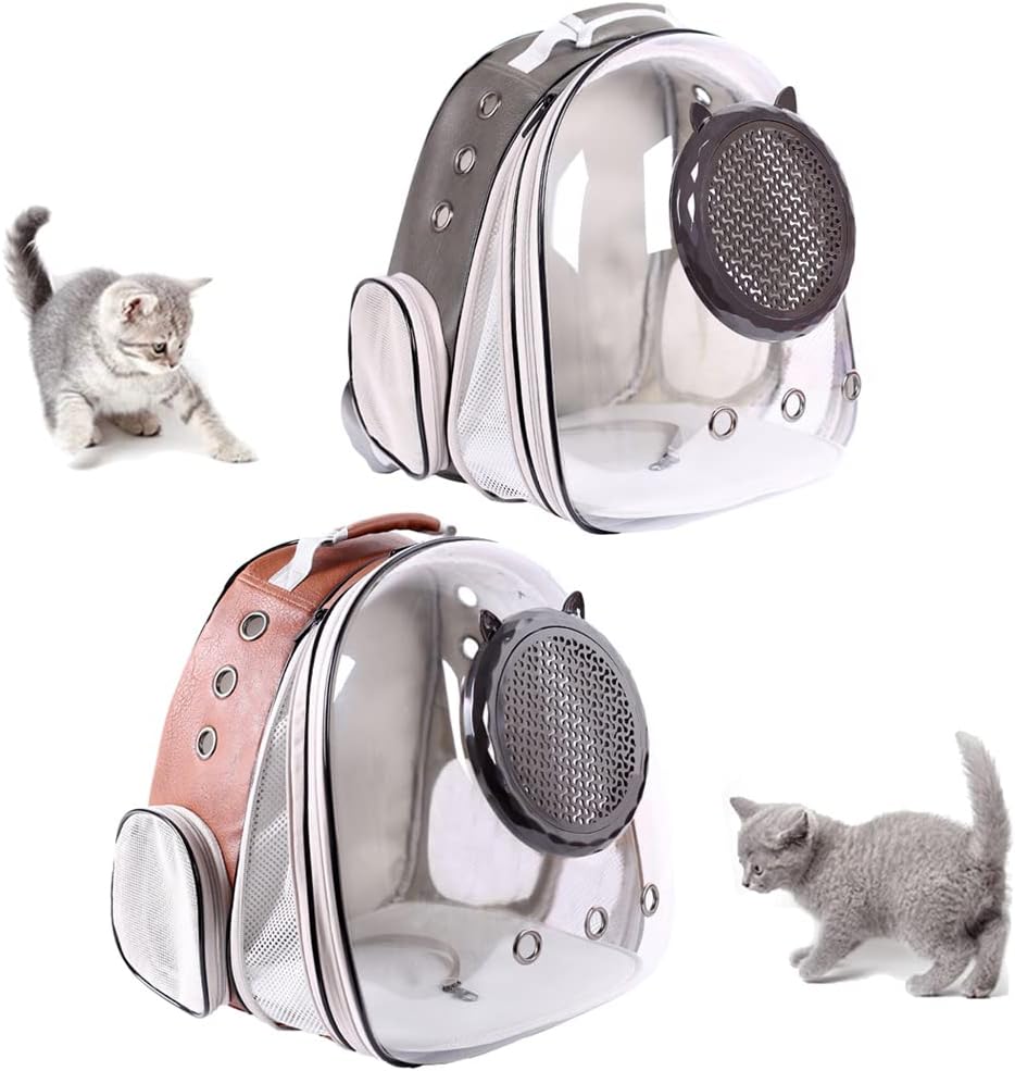 LAIRIES Dual Expandable Cat Backpack Carrier Front & Back Extension Pet Backpack Carrier, Fit up to 20 lbs, Bubble Capsule Dog Backpack Travel, Hiking & Outdoor Backpack (CL-Star Blue, Dual Extension)