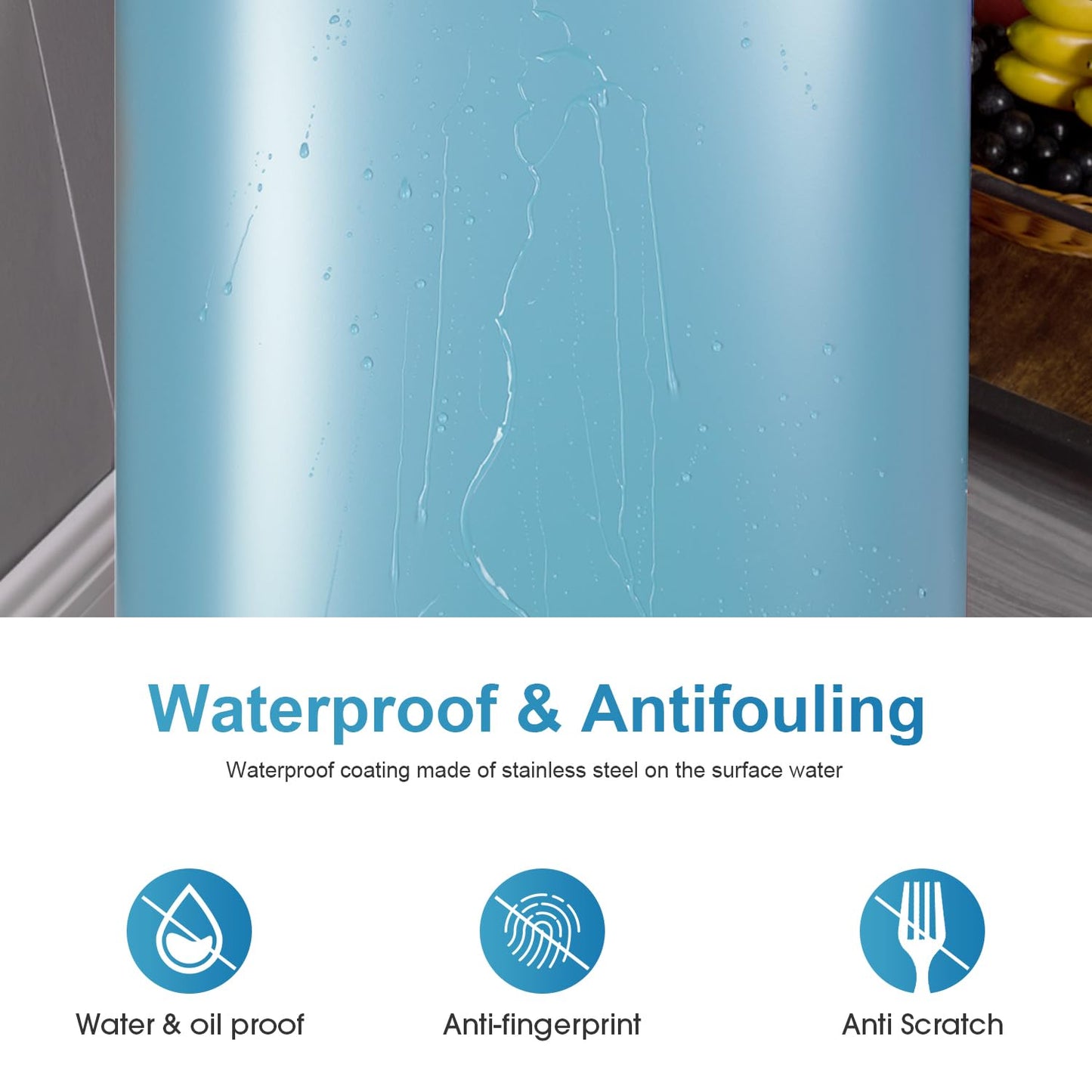 13 Gallon 50 Liter Garbage Can Kitchen Trash Can with Lid Automatic Sensor Touch Free Stainless Steel Waste Bin for Bathroom Bedroom Home Office,Black