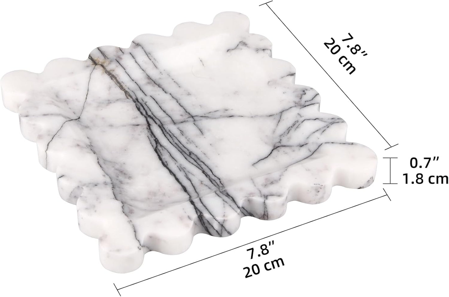HESHIBI Marble Decorative Tray, Square, 8x8 inches, Rosso Lepanto, Luxury Natural Stone, Bathroom Vanity, Dresser Top, Kitchen Sink, Trinket Ring Tray