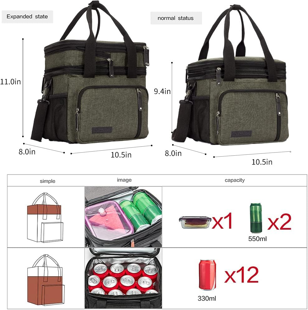 Lunch Bag Women Insulated Lunch Box for Work, Purple Expandable Large Lunch Bags, Leakproof Double Deck Lunch Box Cooler Bag(Purple)