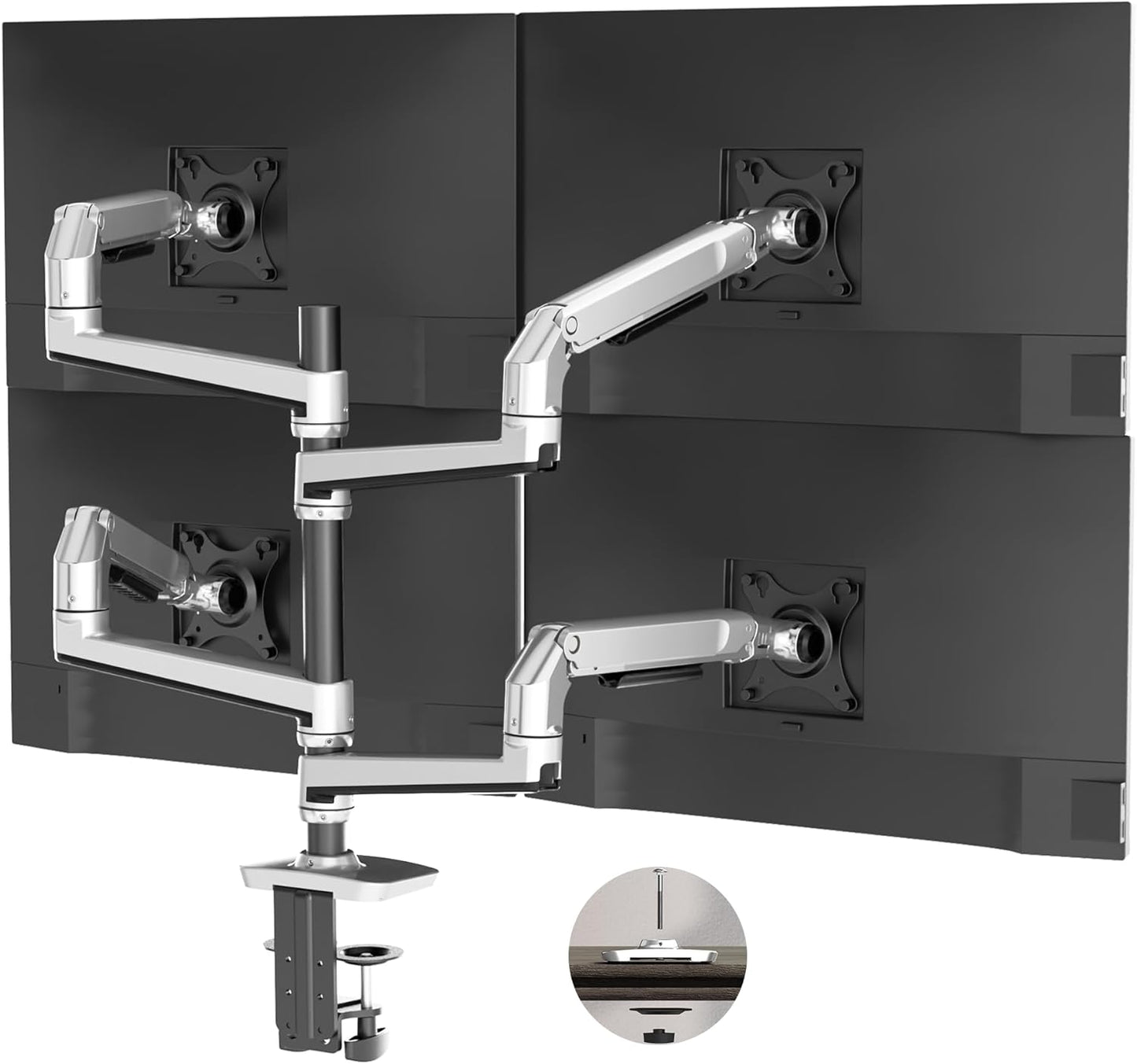 ErgoUnion Dual Monitor Stand for Desk, Vertical Dual Monitor Mount with Wide Range of Motion, Dual Monitor Arm for 17-40" Screen up to 25 lbs Each, Computer Monitor Stand for 2 Monitors - Black