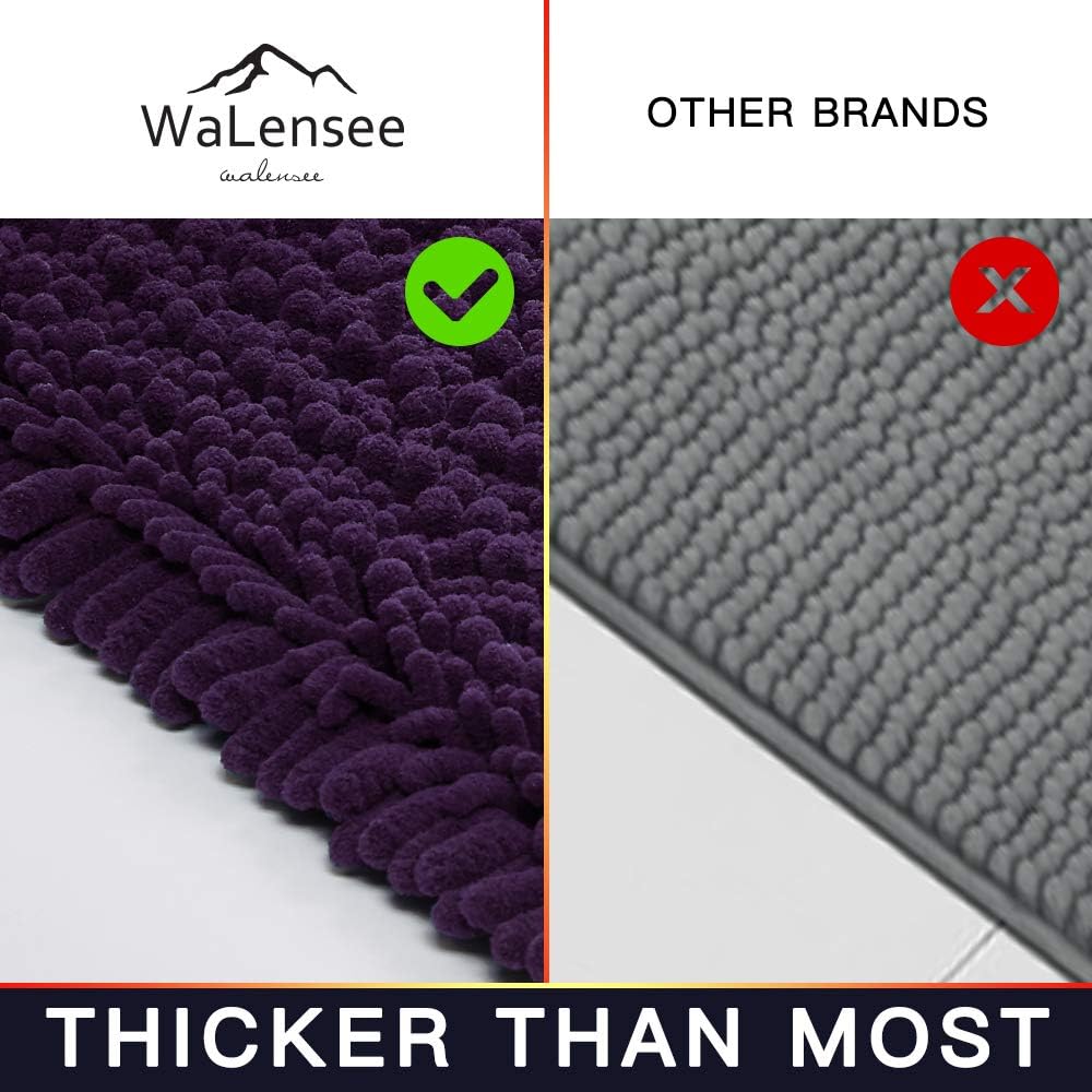Walensee Bathroom Rug Non Slip Bath Mat (24x17 Inch Blush) Water Absorbent Super Soft Shaggy Chenille Machine Washable Dry Extra Thick Perfect Absorbant Best Small Plush Carpet for Shower Floor