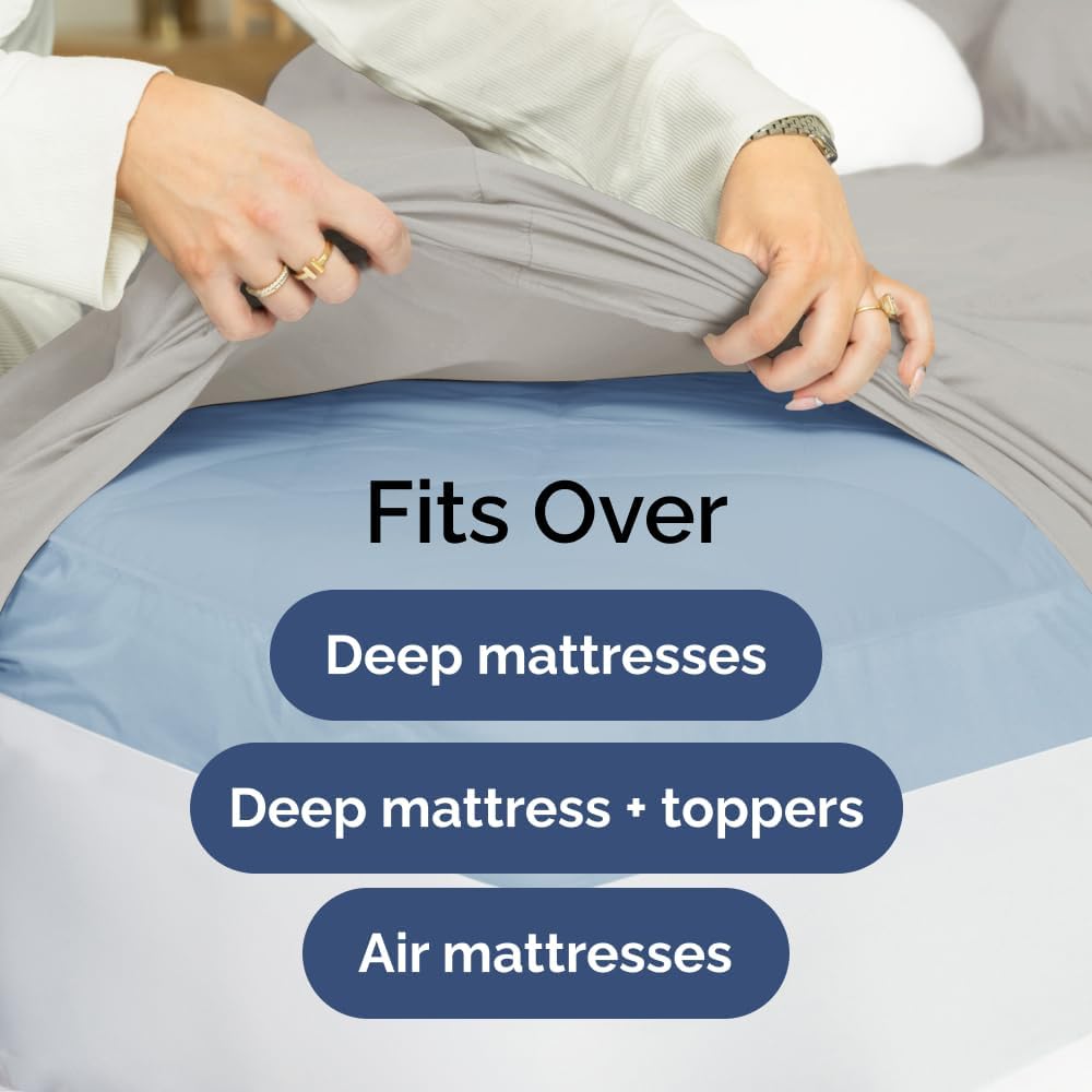 Extra Deep Queen Sheet Set - 6 Piece Breathable & Cooling Sheets - Hotel Luxury Bed Sheets Set - Easy & Secure Fit - Soft, Wrinkle Free & Comfy Sheets Set - White Sheet Set w/Extra Deep Pockets