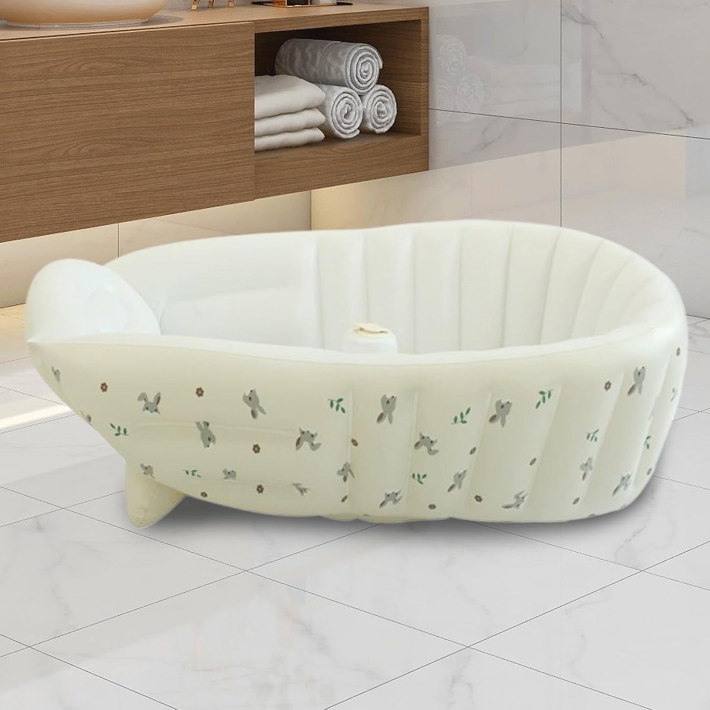 Baby Bath Tub, Inflatable Toddler Wash Tub Bath Seat With Pump | Adjustable Bathing Support Seat, Foldable Sitting Shower Bathtub For Camping Beach Travel Outdoor