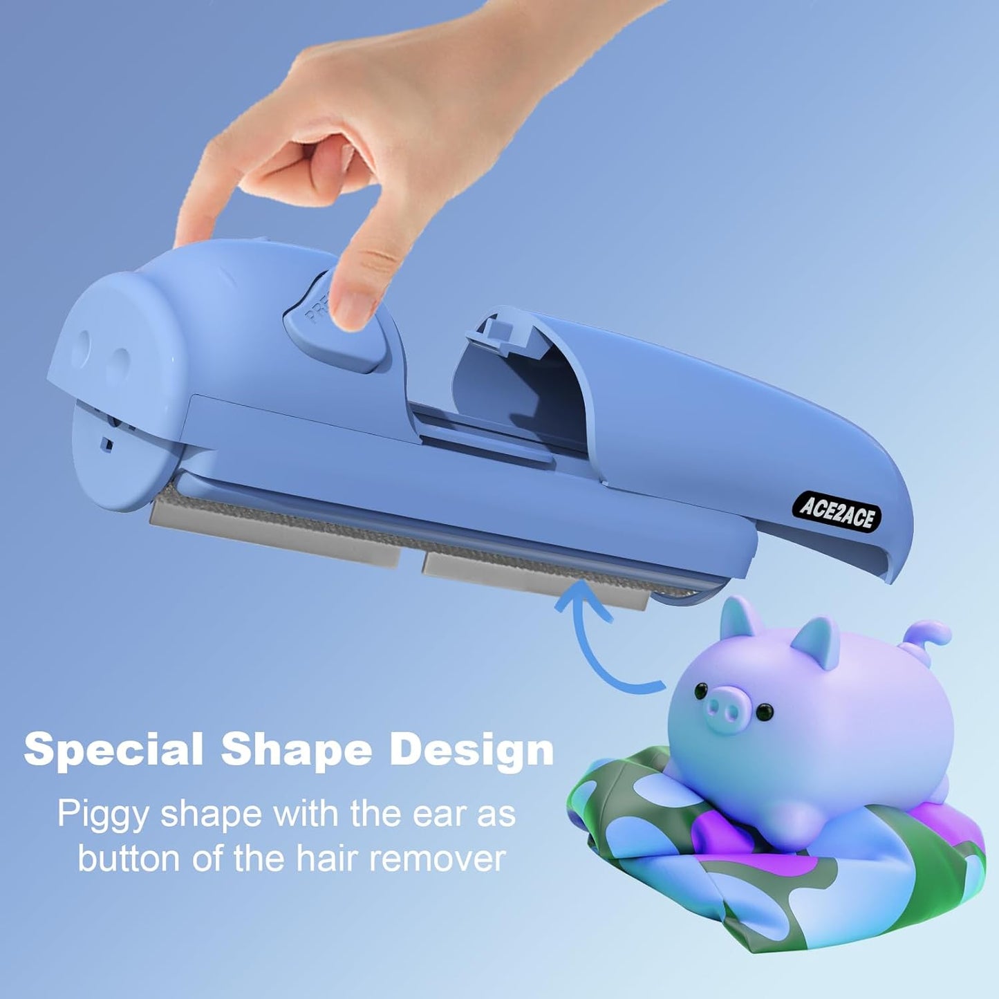 ACE2ACE Pet Hair Remover Roller, Reusable Lint Roller Hair Removal Brush Self-Cleaning Animal Fur Remover for Carpet,Sofa,Bedding-Blue