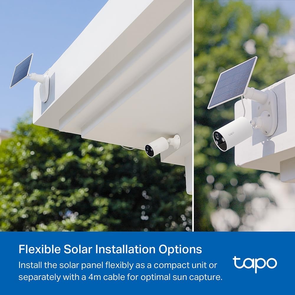 TP-Link Tapo SolarCam 2K, Outdoor Battery Camera w/Solar Panel Base, Wireless Camera, 2K QHD, 150° Super-Wide FOV, Free Person/Vehicle/Pet Detection, SD/Cloud Storage, Starlight Color Night Vision