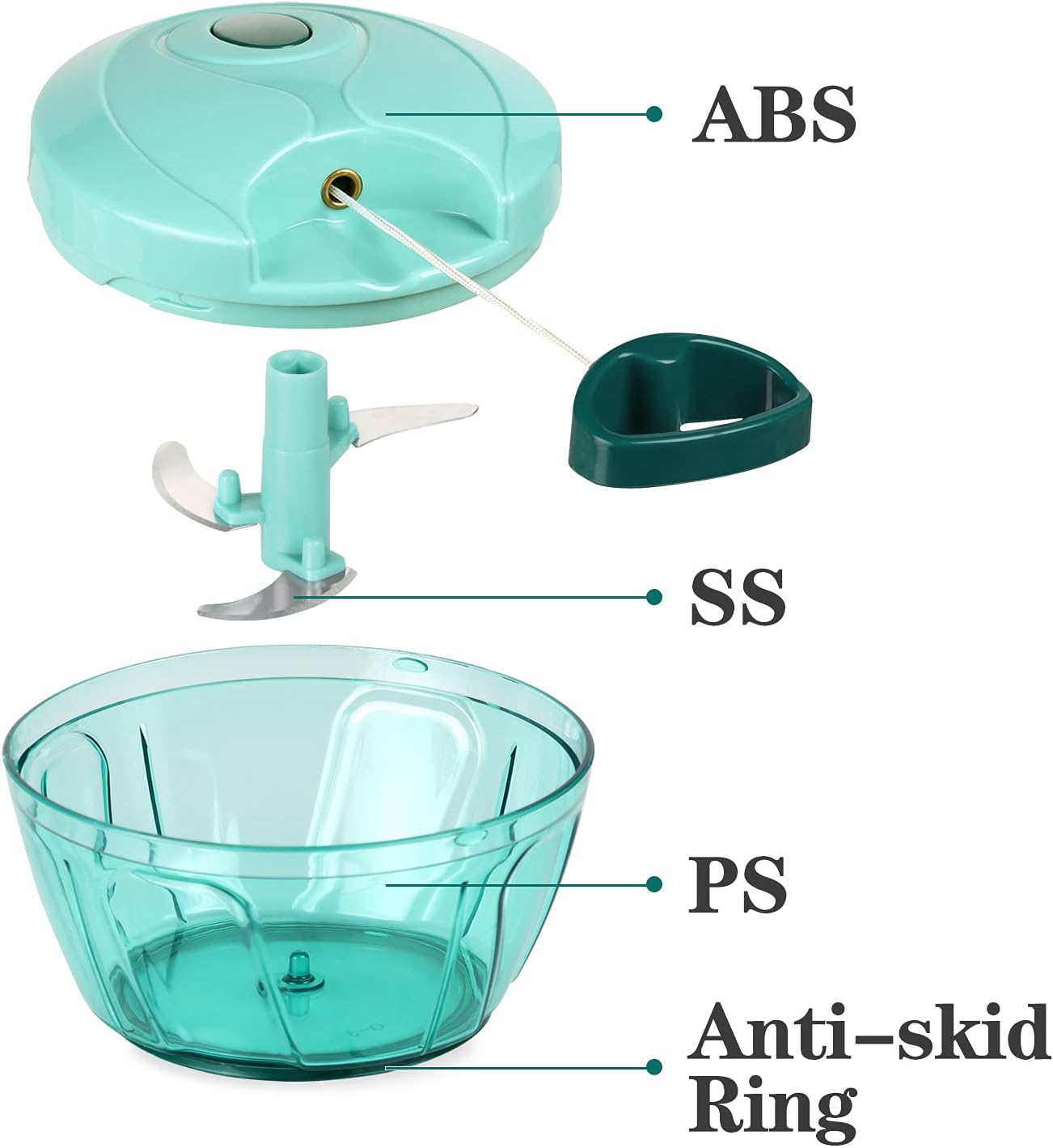 Cambom Manual Food Chopper Vegetable Cutter, Hand String Vegetable Chopper Onions Cutter for Vegetable Fruits Nuts BPA Free Food Safe Material, 550ml Gray