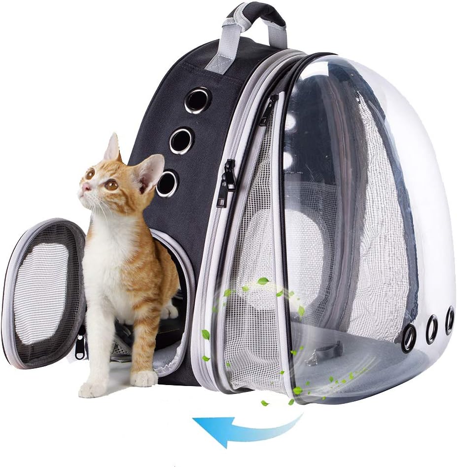 WEVONIGU Front Expandable Cat Backpack Carrier,Fit up to 16 lbs,Pet Carrier Backpack,Space Capsule Astronaut Bubble Window Bag,Cats and Puppies,Airline-Approved,Designed for Travel,Hiking,Walking