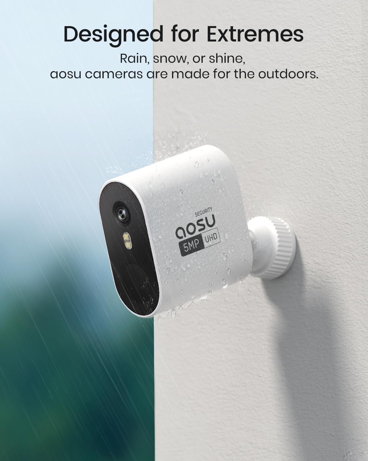 AOSU 5MP/3K Solar Security Cameras System 2-Kit, No Monthly Fee, 32GB Homebase Local Storage, 166° Ultra-Wide Angle Security Camera Wireless Outdoor, Forever-Solar Powered, Color Night Vision