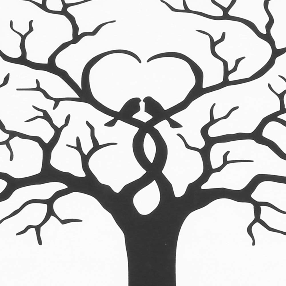 Wedding Fingerprint Tree, Canvas Signature Guestbook, Fingerprint Family Tree Kit with 6 Colors Inkpad, Fingerprint Guest Book for Wedding Birthday Party
