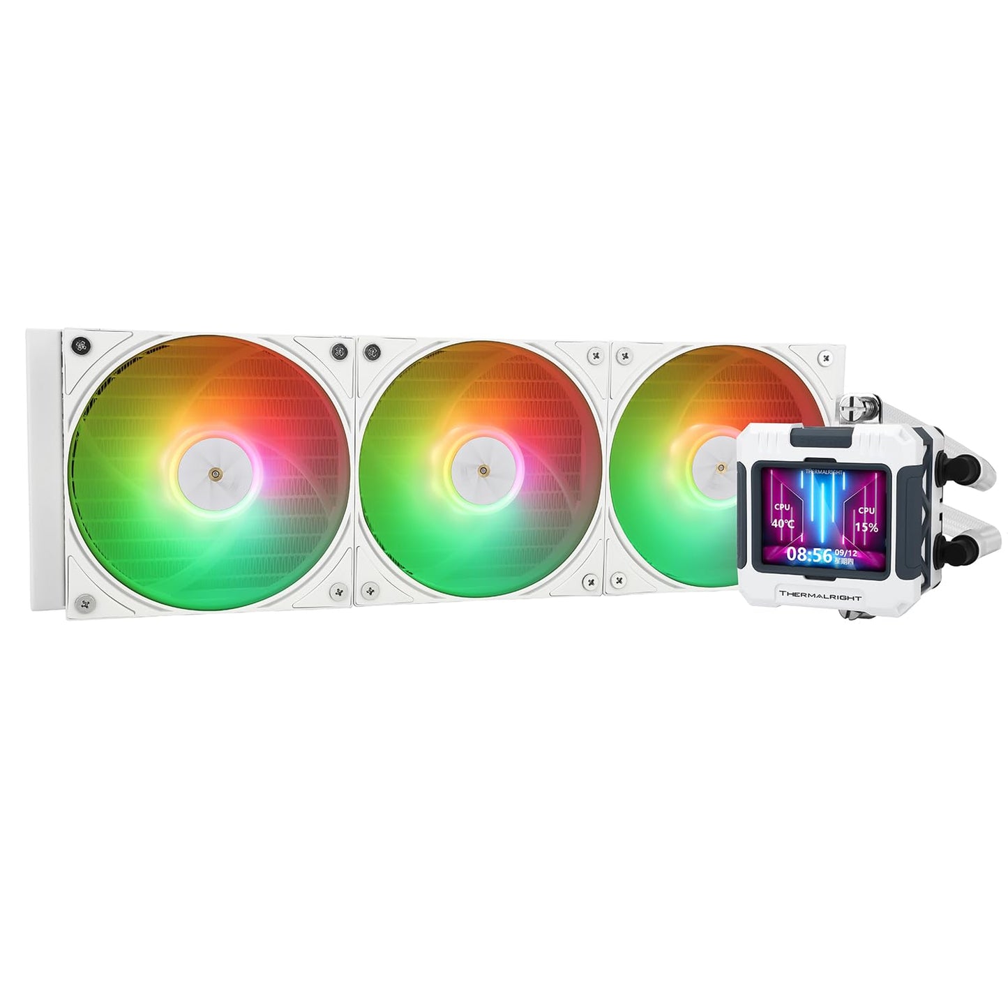 Thermalright FW 360 Black ARGB-360mm AIO CPU Liquid Cooler,IPS LCD Screen with 320 * 240 Resolution,for AM5/Intel LGA1700,‘2.4 inch’Magnet-Absorbent LCD Screen for Images -Black