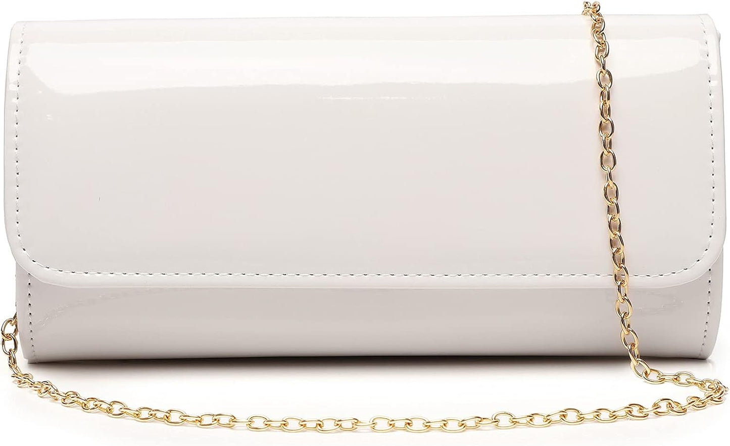 MUDUO Patent Leather Envelope Clutch Purse Shiny Candy Foldover Clutch Evening Bag for Women (7018-Silver)