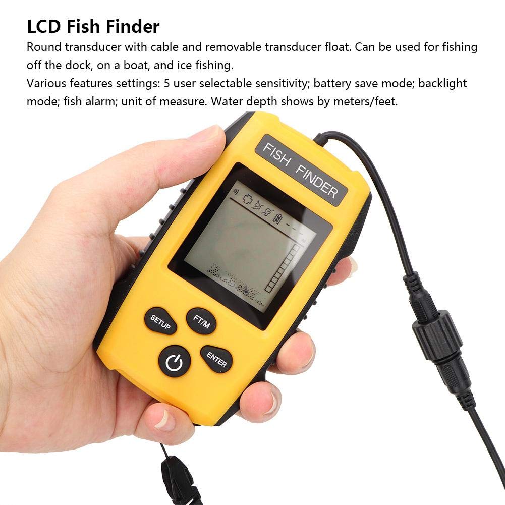 TL88 Fish Finder With Sonar Sensor Transducer, LCD Display, Portable for Boat and Ice Fishing, Handheld Depth Finder Kit